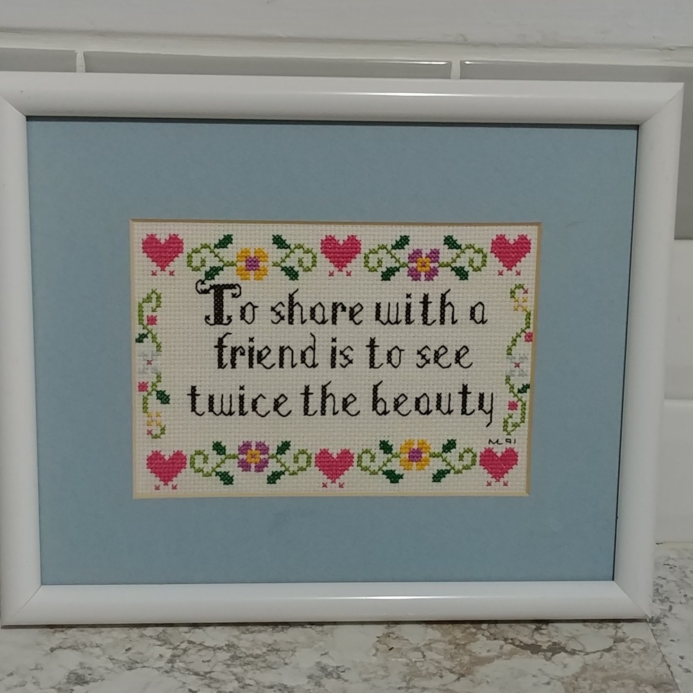 Vintage Needlepoint Framed Signed